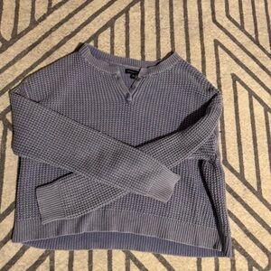 PacSun Kendall & Kylie  Cropped Split Button Crewneck Cotton Shaker Knit Sweater